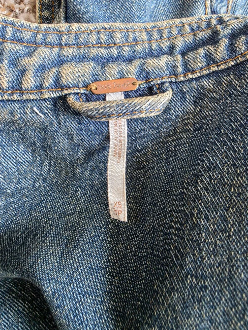 Free People Northern Lights Denim Vest Medium Wash Distressed - Size XS